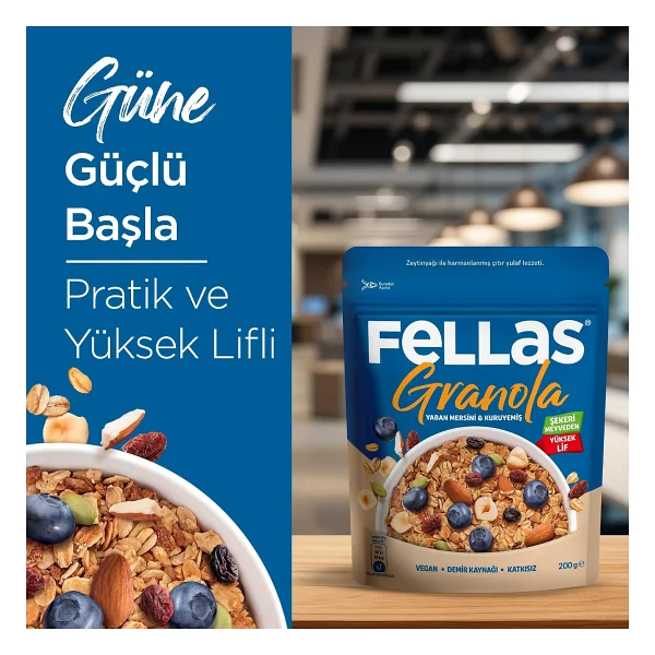 Fellas Yaban Mersinli Ve Kuruyemişli Granola 200 Gr - Görsel 3