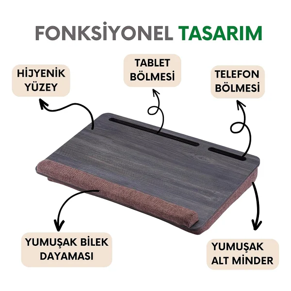 Vigo Wood LS021 Minderli 15,6" ve 17,3" Laptop Sehpası - Görsel 3