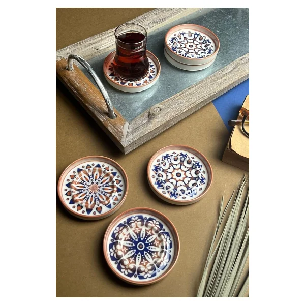 Tabak Evi Mozaik Sefa Kırmızı 10 Cm 6'lı Çay Tabağı - Görsel 2