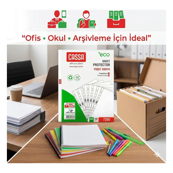Cassa Eco 30 Mikron 100'lü A4 Poşet Dosya - Görsel 7