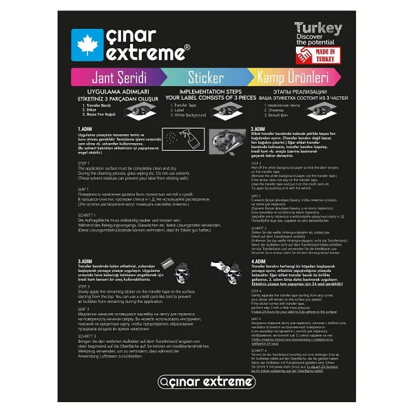 Şerit Tasarımlı Reflektif Motosiklet Kask Sticker Çınar Extreme - Görsel 6