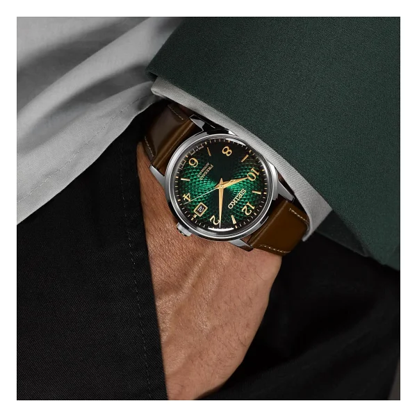Seiko Presage Cocktail Time Srpe45 Deri Kordon Kahverengi-Yeşil Erkek Kol Saati - Görsel 7