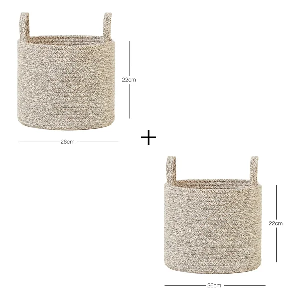 Ocean Home Textile 2'li Bej Kırçıllı Pamuklu Halat Sepet Set 26 X 22 Cm - Görsel 2