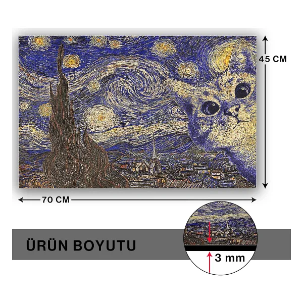 Monnhein Tasarımlı Dekoratif Kapı önü Paspas, Dış Mekan/Ev İçi/Banyo/Mutfak/Yatak Odası/Giriş Paspasları (Sonsuz Gece Cat, 45X70) - Görsel 3