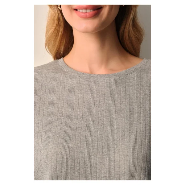 Suwen Dora Pamuklu Pijama Takımı - Gri Melanj - XL - Görsel 4