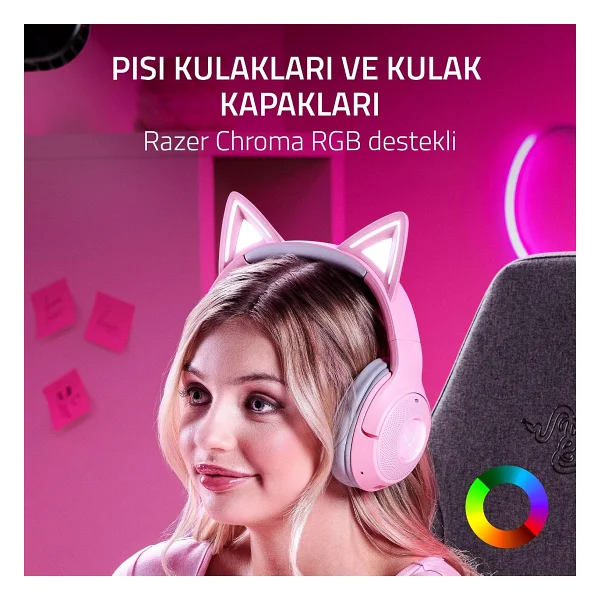 Razer Kraken Kitty V2 BT Pembe Kulak Üstü Bluetooth Kulaklık - Görsel 2