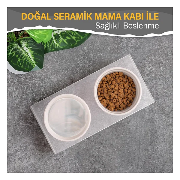 Gobypet Pleksi Mama Kabı (Beyaz Seramik, Şeffaf Pleksi) - Görsel 7