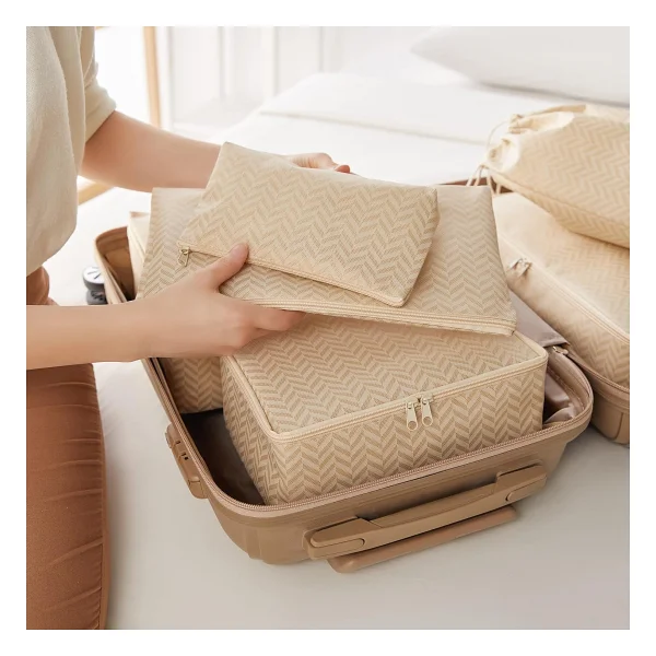 Ocean Home Textile 6li Bej Baliksirti Bavul Ici Duzenleyici Set - Görsel 8