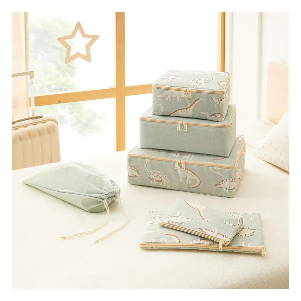 Ocean Home Textile 6'lı Çocuk Odası Dinozor Bavul İçi Düzenleyici Set - Görsel 3