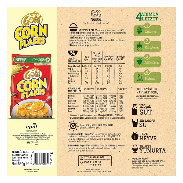 Nestle Gold Corn Flakes Mısır Gevreği 650 Gr - Görsel 2