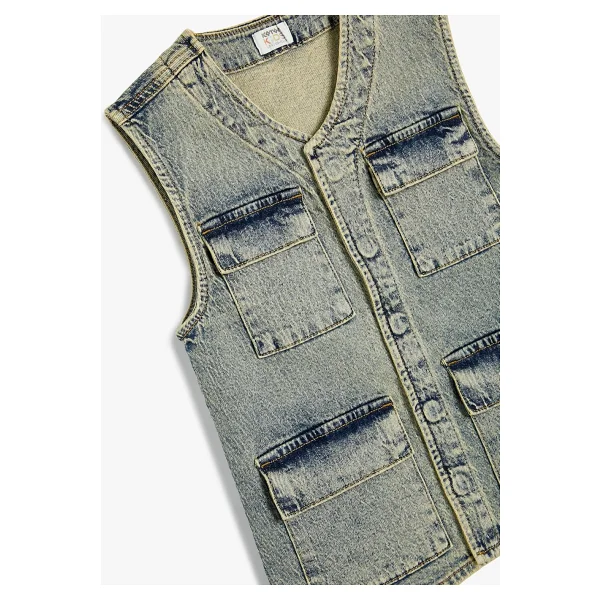 Koton Oversize Kot Yelek Kapaklı Cepli - Görsel 8
