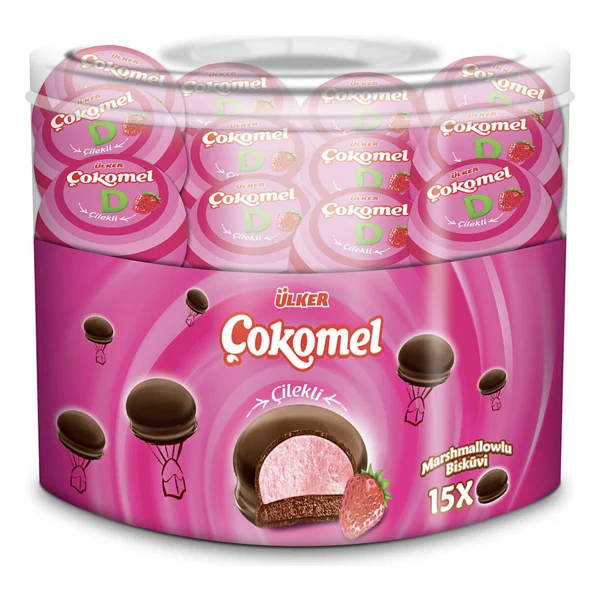 Ülker Çokomel Çilekli Marshmallow Bisküvi 15x12 Gr - Görsel 2