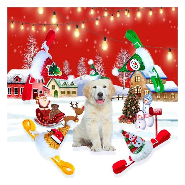 Kedi Köpek Ayarlanabilir Elastik Yılbaşı Desenli Şapka Noel Baba - Görsel 6