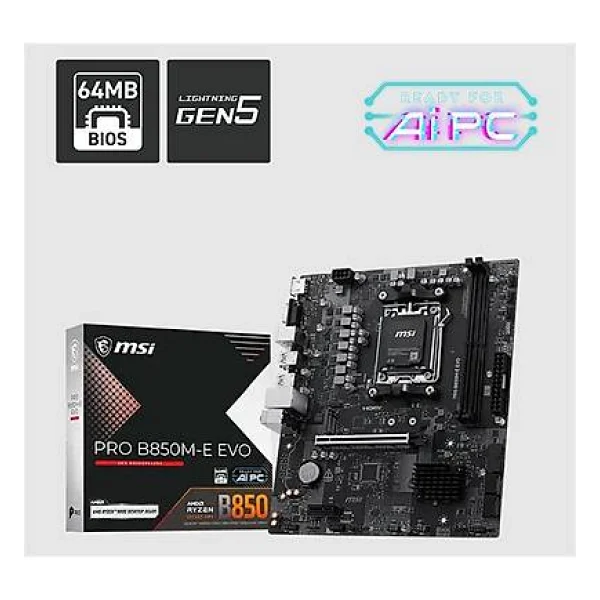 Msı Pro B850m-E Evo AMD Am5 DDR5 Micro Atx Anakart - Görsel 2