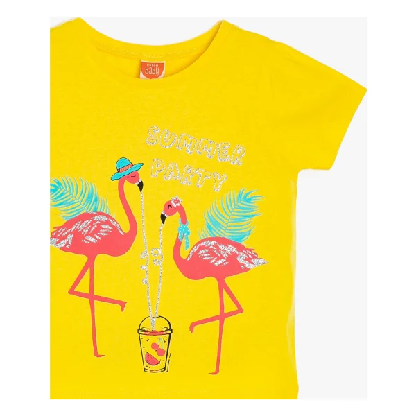 Koton Kız Bebek Yazılı Baskılı T-Shirt - 9 - 12 Ay - Sarı - Görsel 3