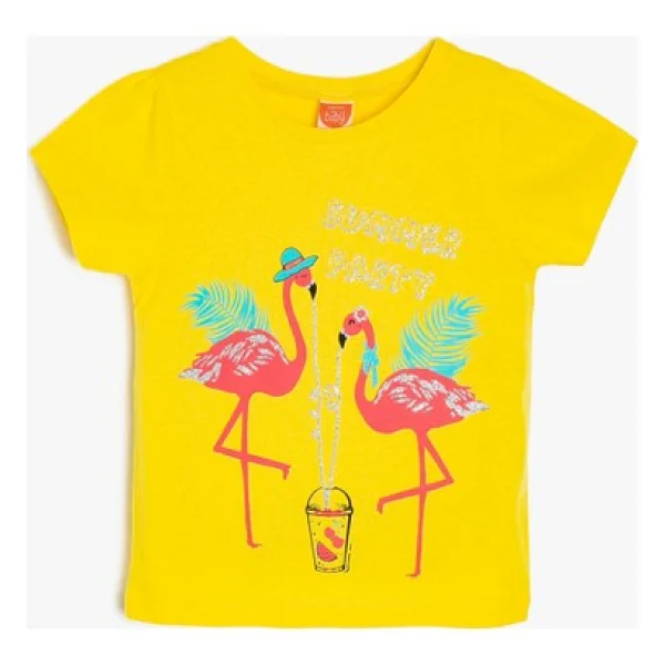 Koton Kız Bebek Yazılı Baskılı T-Shirt - 9 - 12 Ay - Sarı - Görsel 5