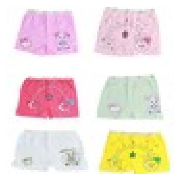 Tutku 6'lı Paket Baskılı Elastan Kız Çocuk Külot Boxer Şort - 5 - 6 Yaş - Renkli - Görsel 3