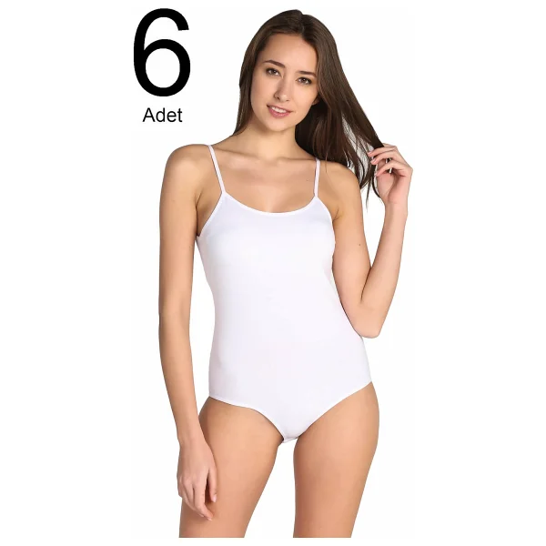 Tutku Kadın Siyah 6'lı Paket İp Askılı Likralı Kancalı Çıtçıtlı Body - Görsel 7