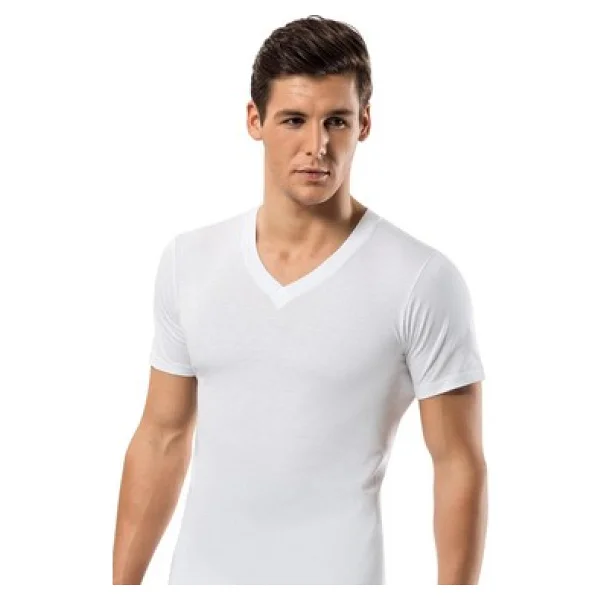 Erdem Erkek 1167 V Yaka Kısa Kol Atlet Fanila 3 Adet - Beyaz - 2xl - Görsel 5
