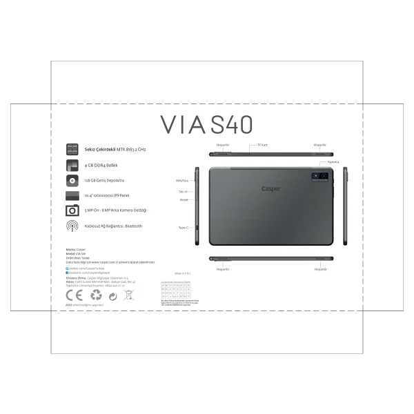 Casper Via S40 128 GB 10.4" Tablet - Görsel 9