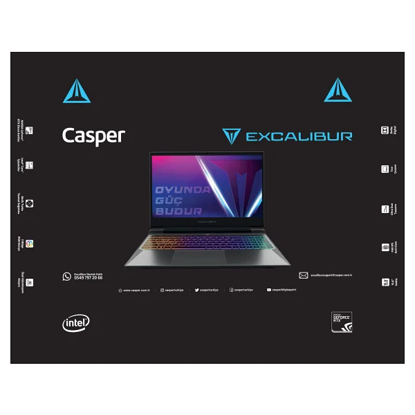 Casper Excalibur G870.1362-Bfa0x-C İ7-13620h 16 GB 1 TB SSD Rtx4050 15.6" Full HD Gaming Laptop - Görsel 9