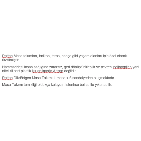 Mandella 90 X 150 6 Kişilik Antrasit Plastik Bahçe Mobilyası Mutfak Balkon Takımı - Görsel 7