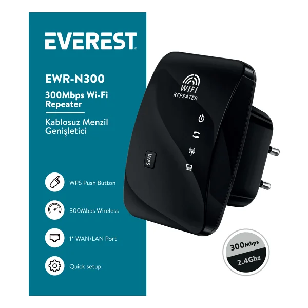 Everest Ewr-N300 300 Mbps Wi-Fi Güçlendirici - Görsel 7