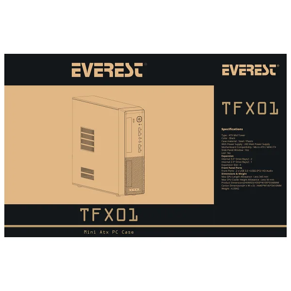 Everest Tfx01 200w Siyah Mini Itx Bilgisayar Kasası - Görsel 6