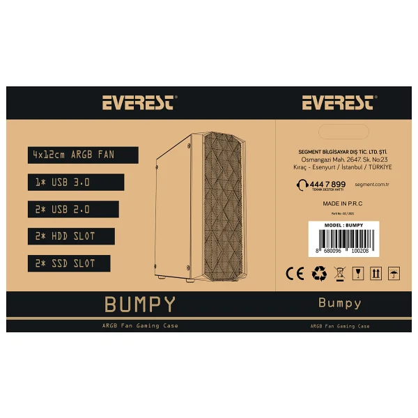 Everest Bumpy Argb Fanlı Atx Oyuncu Kasası - Görsel 7
