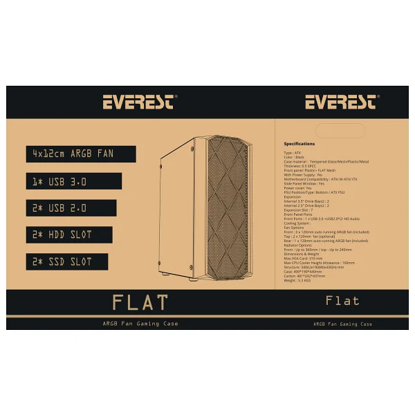 Everest Flat Mesh Rainbow Fanlı Atx Oyuncu Kasası - Görsel 9