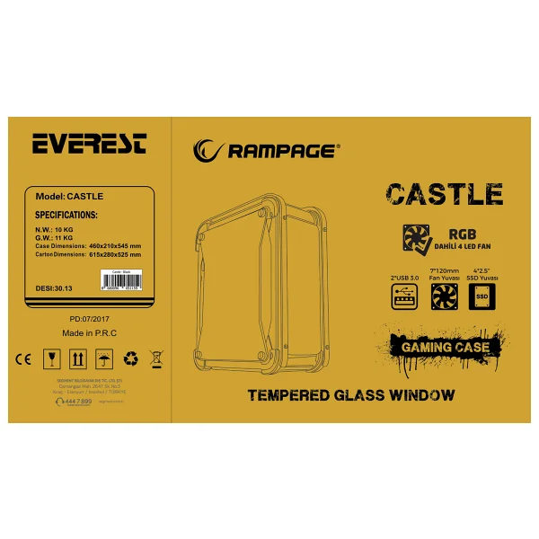 Rampage Castle RGB Fanlı Atx Oyuncu Kasası - Görsel 8