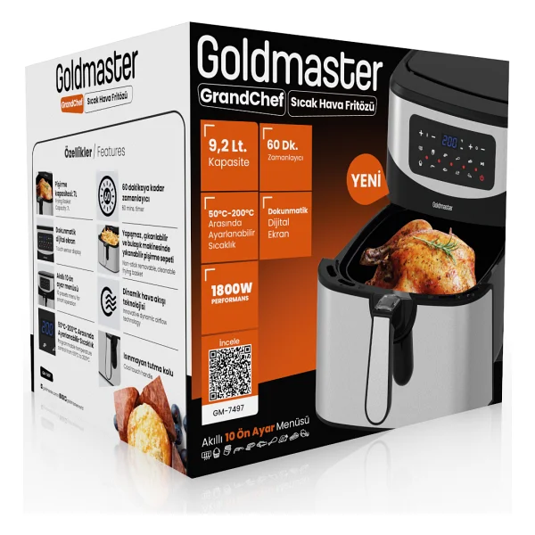 Goldmaster Grandchef 3xl Airfryer 9.2 Lt Inox Yağsız Fritöz - Görsel 7