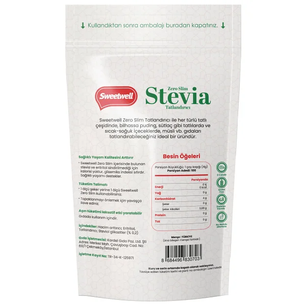 Sweetwell Zero Slim Stevia & Eritritol Tatlandırıcı 400 Gr - Şekersiz, 0 Kalori, Keto Ve Vegan Uyumlu - Görsel 6