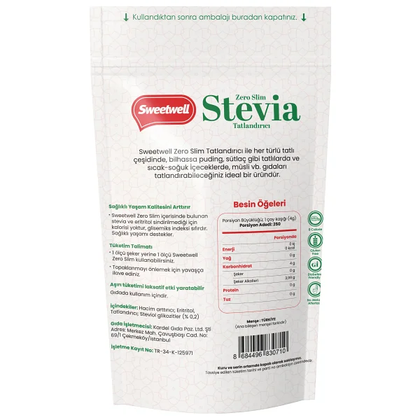 Sweetwell Zero Slim Stevia Eritritol Tatlandırıcı 1 Kg 2'li - Görsel 6