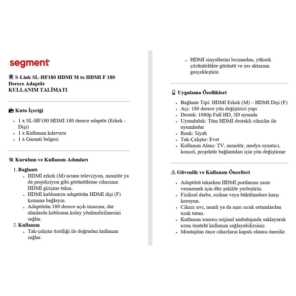 S-Link Sl-Hf180 Hdmı Dönüştürücü - Görsel 2