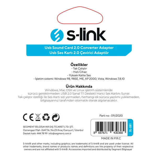 S-Link Sl-U61 Ses Kartı - Görsel 6