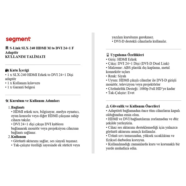 S-Link Slx-240 Hdmı To Dvı Dönüştürücü - Görsel 4