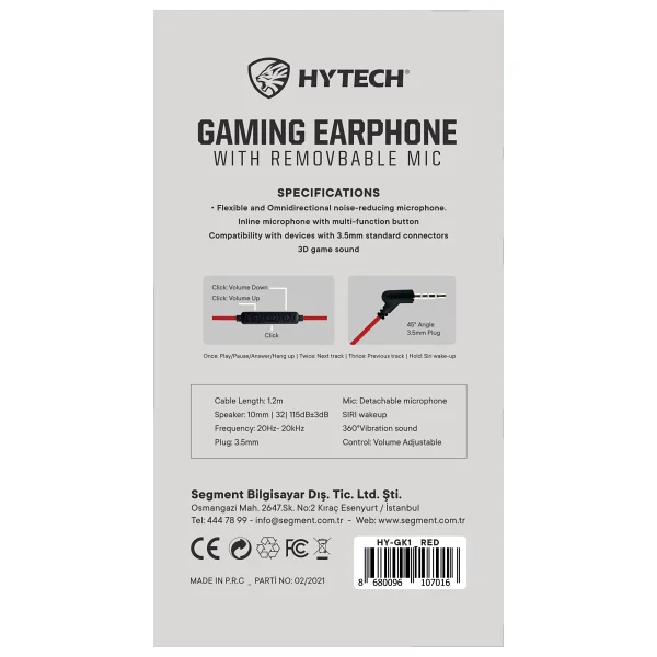 Hytech Hy-Gk Kırmızı Kablolu Kulak İçi Oyuncu Kulaklığı - Görsel 8