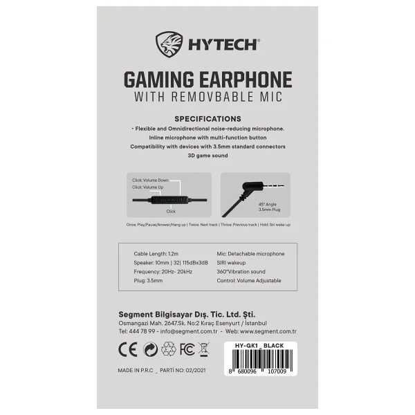 Hytech Hy-Gk Siyah Kablolu Kulak İçi Oyuncu Kulaklığı - Görsel 7