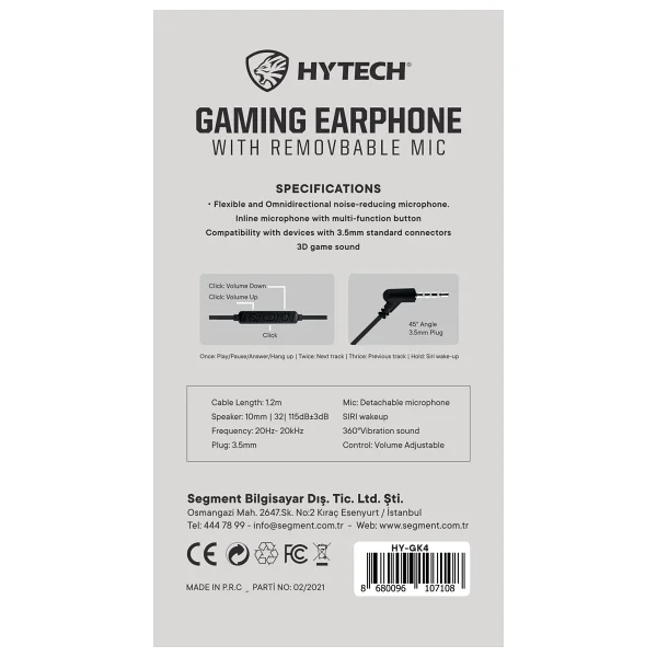 Hytech Hy-Gk4 Mavi Kablolu Mikrofonlu Kulak İçi Oyuncu Kulaklığı - Görsel 10
