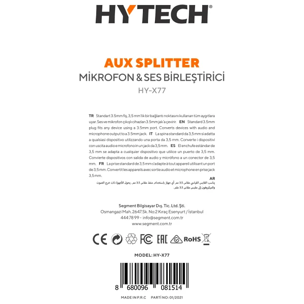 Hytech Hy-X77 0.15 M Audio Mikrofon To 3.5mm Kulaklık Çevirici - Görsel 7