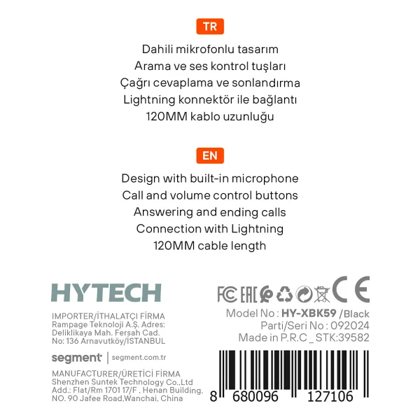 Hytech Hy-Xbk59 Siyah Kablolu Kulak İçi Kulaklık - Görsel 6