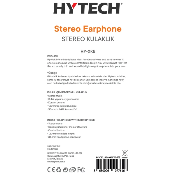 Hytech Hy-Xk5 Mikrofonlu Kulak İçi Kulaklık - Görsel 5
