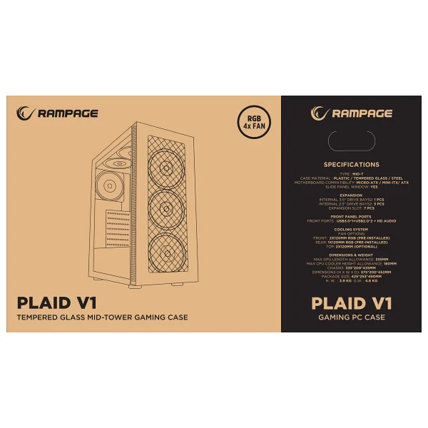 Rampage Plaid V1 Argb Fanlı Atx Oyuncu Kasası - Görsel 8