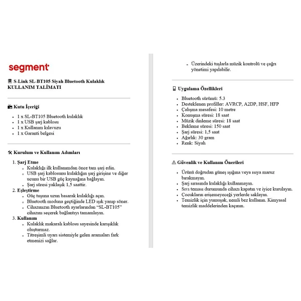 S-Link Sl-Bt105 Kulak İçi Bluetooth Kulaklık - Görsel 6