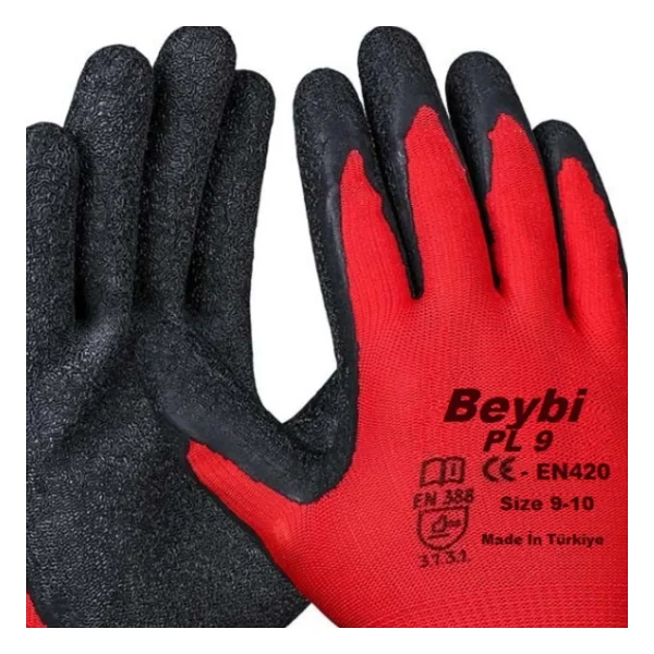 Beybi Pl9 Lateks Kaplı Polyester 10 Numara İş Eldiveni - Görsel 7
