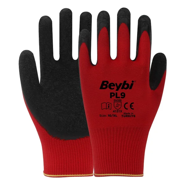 Beybi Pl9 Lateks Kaplı Polyester 10 Numara İş Eldiveni - Görsel 9