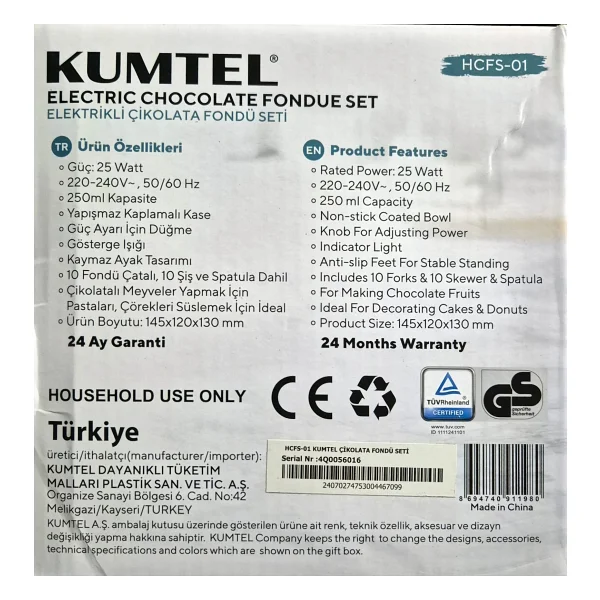 Kumtel Hcfs-01 Elektrikli Çikolata Fondü Seti - Görsel 10
