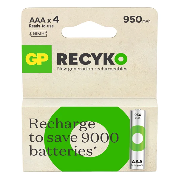 Gp Recyko 950 mAh 4'lü Şarjlı Aaa İnce Kalem Pil - Görsel 5
