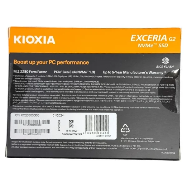Kioxia Exceria G2 Lrc20z500gg8 Pcı-Express 3.0 500 GB M.2 SSD - Görsel 6